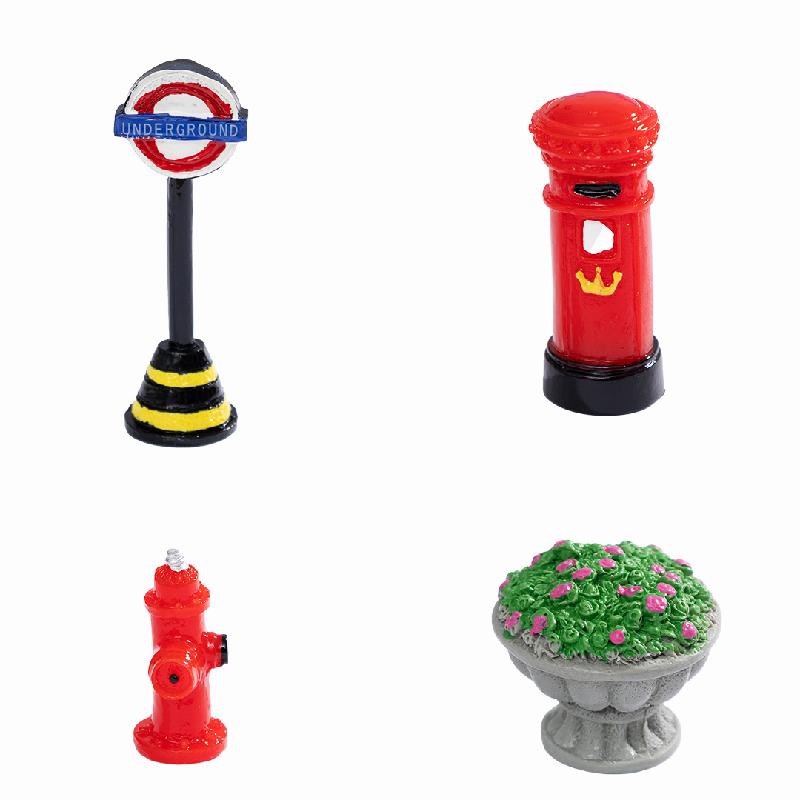 Tiểu cảnh cột đèn, thùng rác, trang trí đường phố mini (ZC-92)