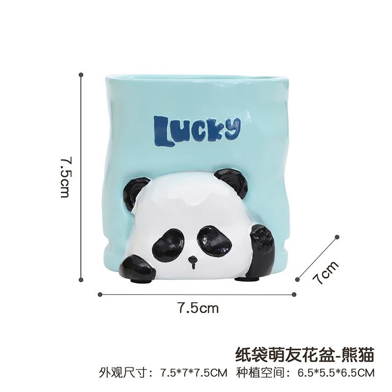 Chậu cây hình túi giấy hoạt hình resin, chậu mọng nước mini, trang trí ban công và bàn làm việc (RG-93)