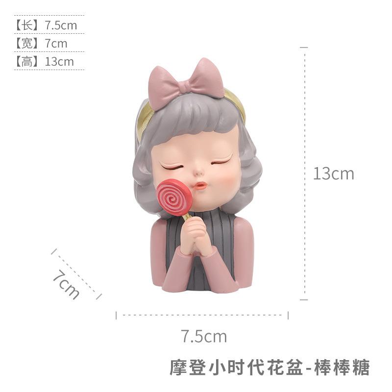 Chậu cây mọng nước hình cô gái resin phong cách châu Âu, chậu mini để bàn, trang trí cây xanh (RG-92)