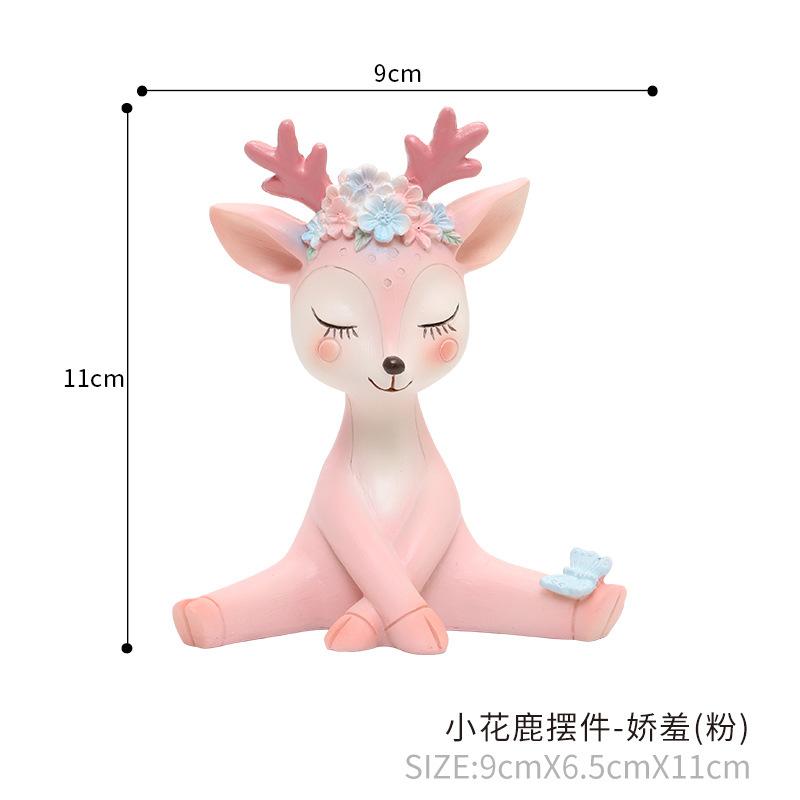Tượng hươu resin phong cách Zakka, cặp hươu may mắn, đồ trang trí nhà và quà tặng (RG-261)