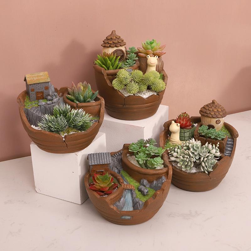 Chậu cây mọng nước treo phong cách vườn trên không, chậu resin hoạt hình, trang trí ban công (RG-157)