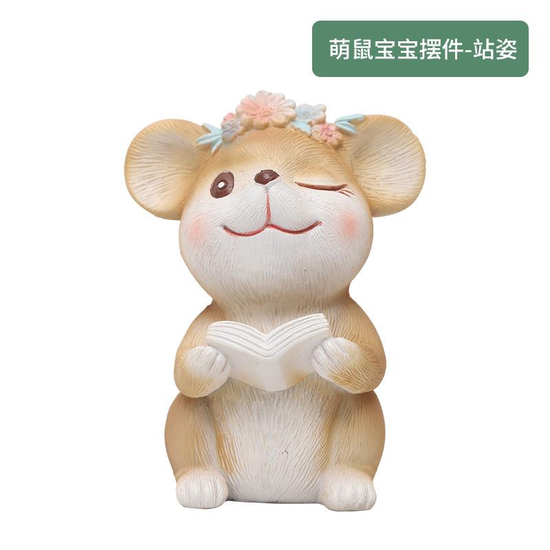 Tượng chuột resin mini phong cách Instagram, đồ trang trí bánh kem, bàn làm việc và nhà (RG-260)