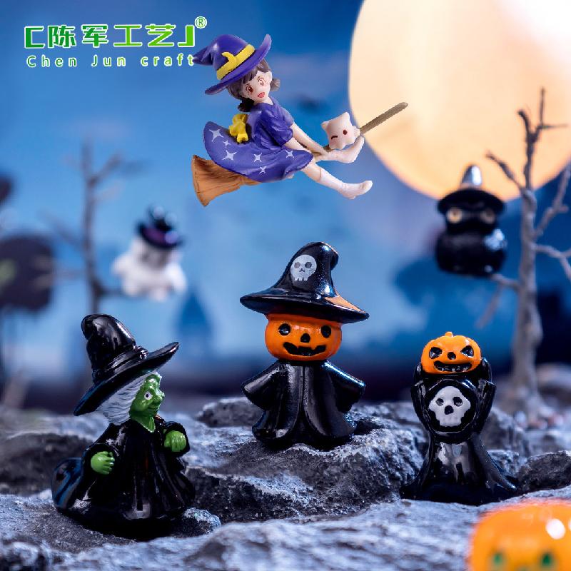 Tiểu cảnh Halloween bí ngô, phù thủy mini, trang trí DIY (TZC-51)