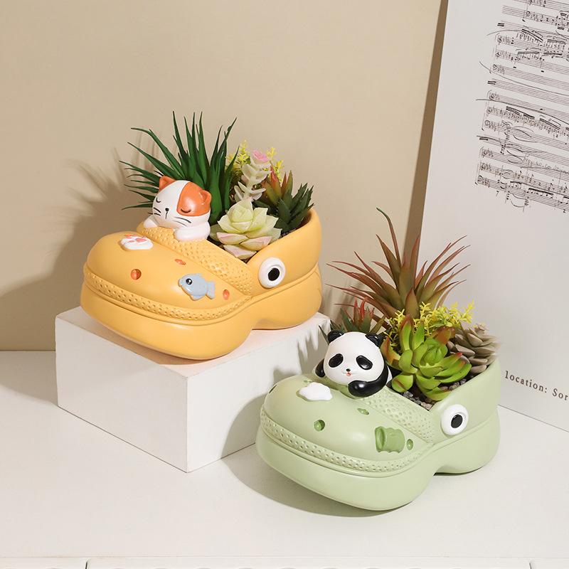 Chậu cây hình dép Crocs resin cỡ lớn, chậu mọng nước mini, trang trí sân vườn và tiểu cảnh (RG-239)
