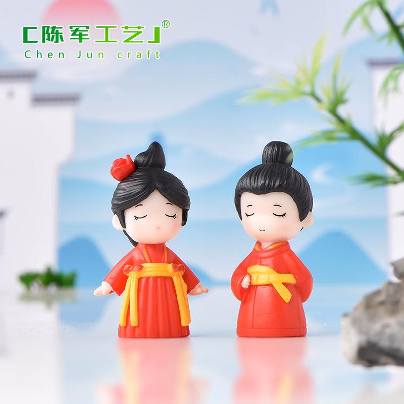 Cặp đôi cổ trang phong cách Trung Quốc trang trí chậu cây (ZC-1012)