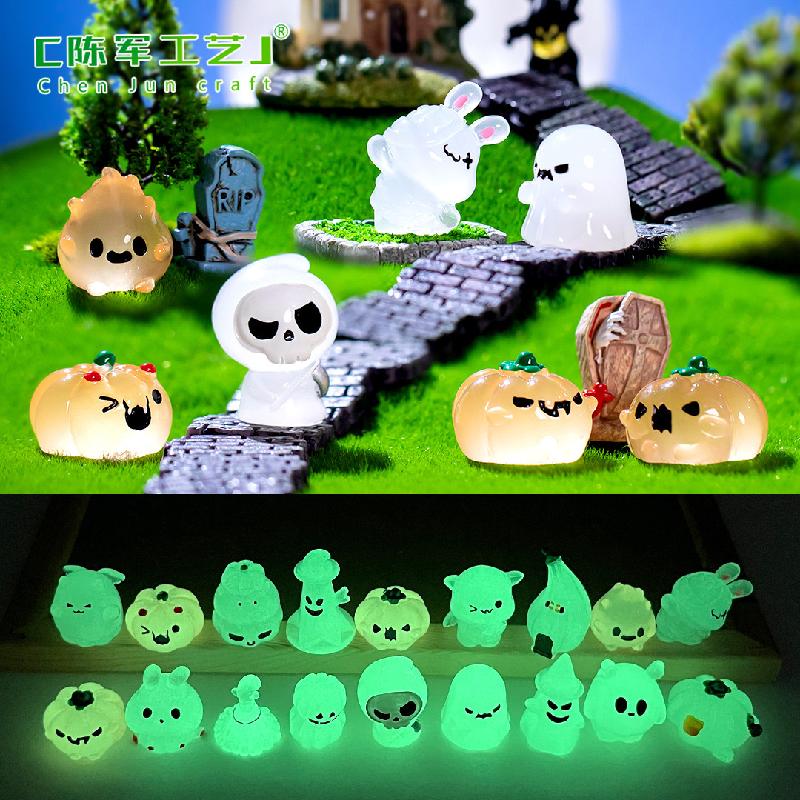 Tiểu cảnh bí ngô ma, trang trí Halloween phát sáng mini (TZC-240)