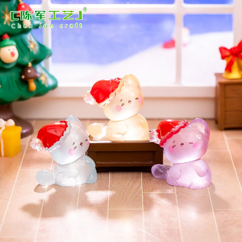 Mèo Noel phát sáng DIY trang trí bàn và xe dễ thương (TZC-770)