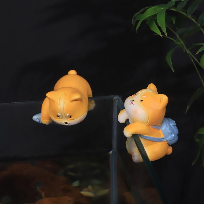 Tượng Corgi resin phong cách Zakka, phụ kiện bể bò sát, hồ cá, tiểu cảnh và chậu cây (RG-245)