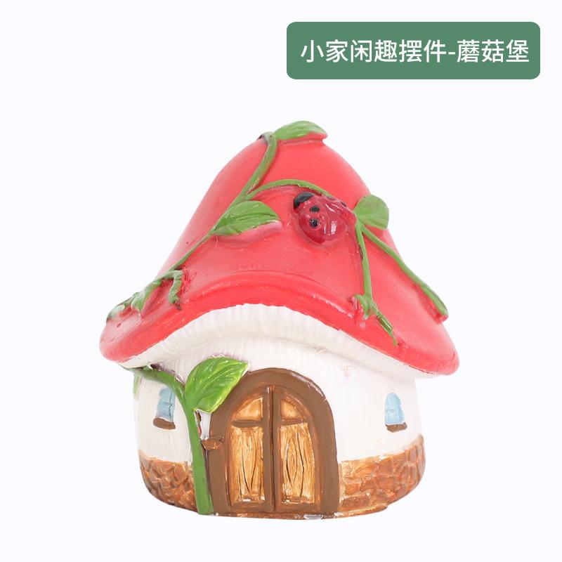 Tượng ngôi nhà nhỏ resin phong cách hoạt hình, phụ kiện chậu cây và trang trí nhà (RG-274)