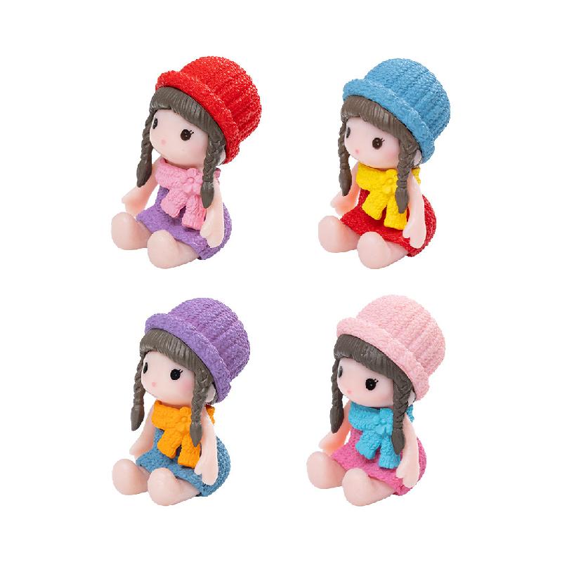 Tiểu cảnh búp bê cô gái đội mũ, quà sinh nhật sáng tạo (ZC-432)