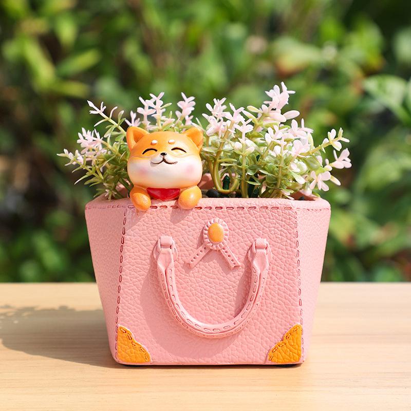 Chậu cây mọng nước hình túi xách nữ resin, chậu mini trang trí ban công, bàn làm việc và sân vườn (RG-115)