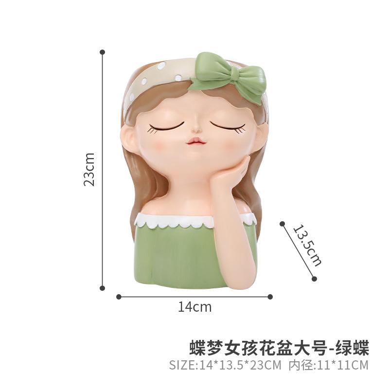 Chậu cây resin hình cô gái, chậu cây mọng nước mini, trang trí sân vườn, ban công và tiểu cảnh (RG-151)