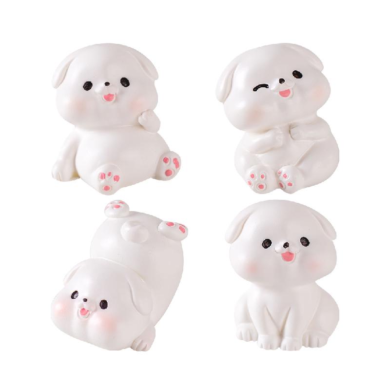Tiểu cảnh chó trắng mini trang trí xe và bàn DIY dễ thương (ZC-914)