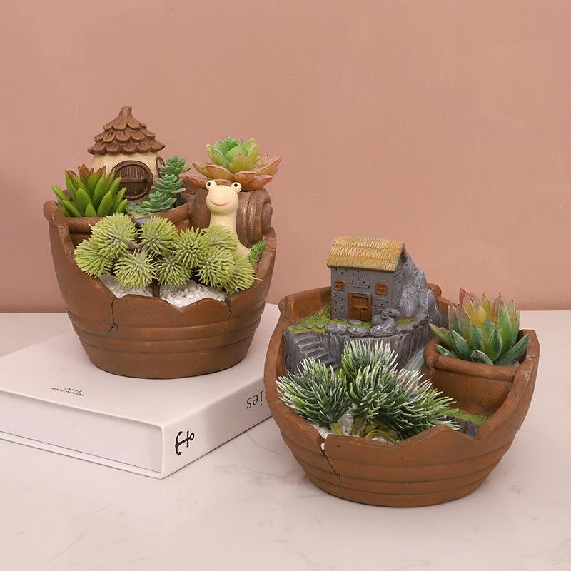 Chậu Cây Resin Chậu cây mọng nước treo phong cách vườn trên không, chậu resin hoạt hình, trang trí ban công (RG-157)