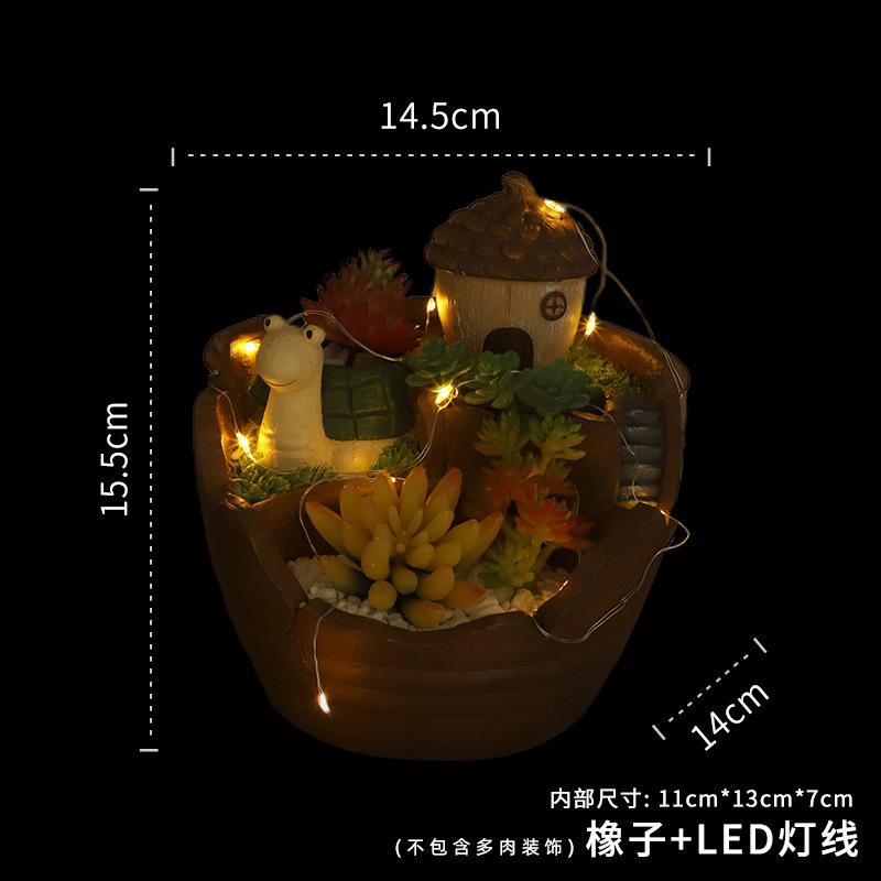 Chậu cây mọng nước vườn trên không có đèn LED, chậu resin hoạt hình, trang trí ban công (RG-252)