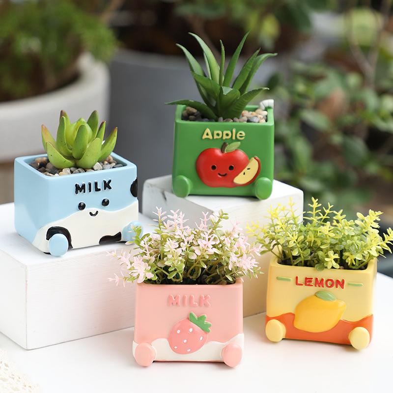 Bình hoa cắm hoa giả và cây thủy sinh, bình trang trí resin tối giản, dùng cho văn phòng và bàn làm việc (RG-199)