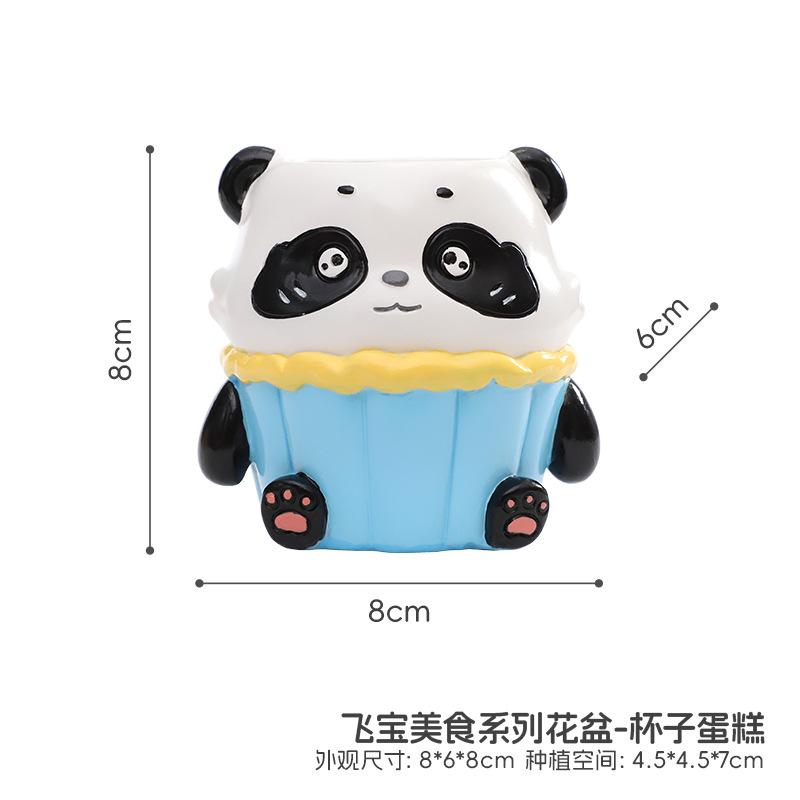Chậu cây mọng nước hình gấu trúc hamburger resin, chậu mini để bàn, trang trí ban công và sân vườn (RG-104)