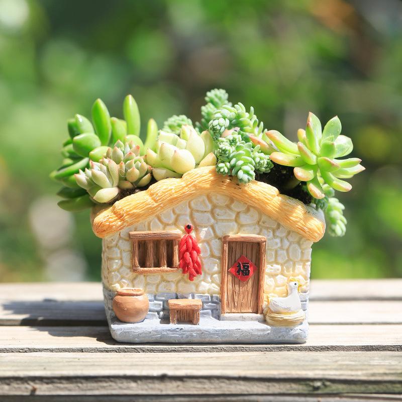 Chậu cây mọng nước resin phong cách vintage, chậu mini để bàn, tiểu cảnh cây xanh (RG-25)