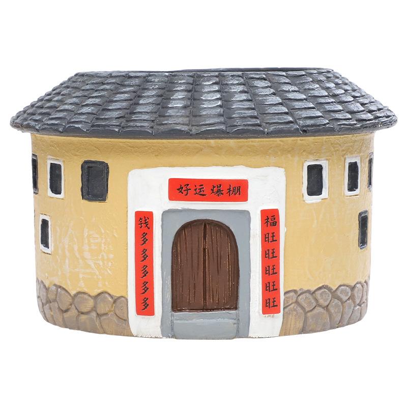 Chậu cây hình nhà cổ Phúc Kiến resin, chậu mọng nước mini, đồ thủ công văn hóa truyền thống (RG-138)