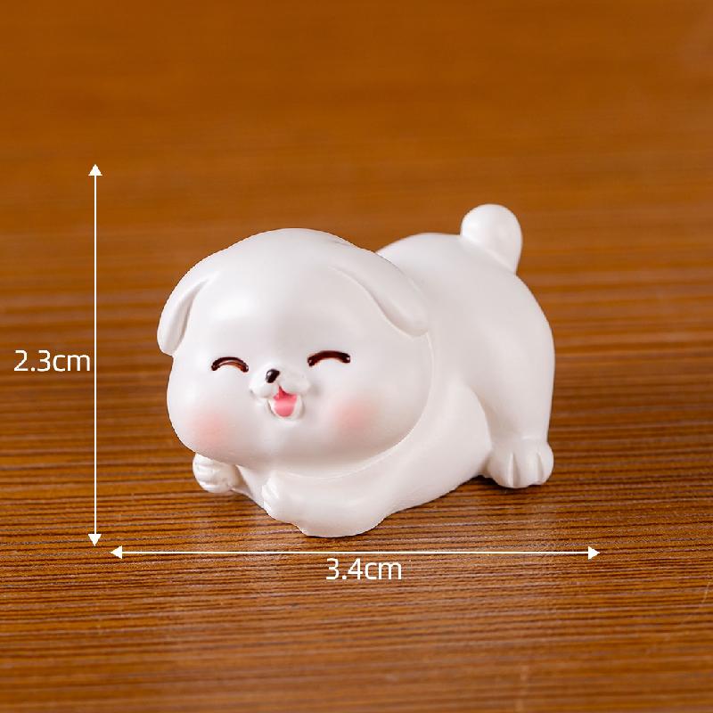 Tiểu cảnh chó trắng mini trang trí xe và bàn DIY dễ thương (ZC-914)