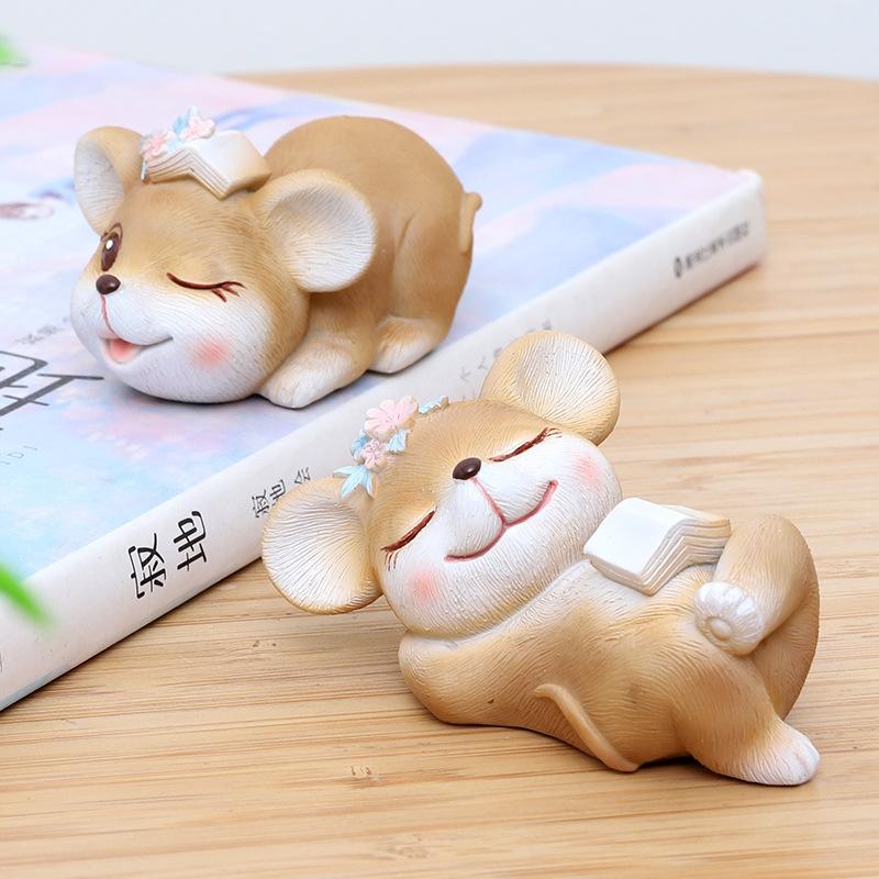Tượng chuột resin mini phong cách Instagram, đồ trang trí bánh kem, bàn làm việc và nhà (RG-260)