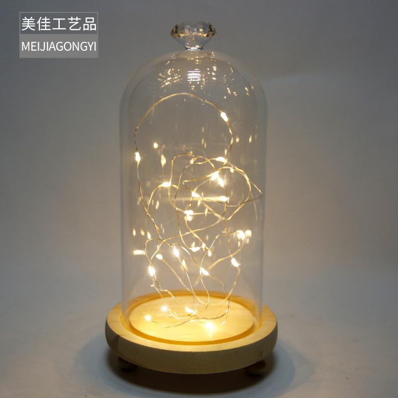 Chụp Thuỷ Tinh Hình Trụ Có Núm Và Đèn Led (MJA-16)