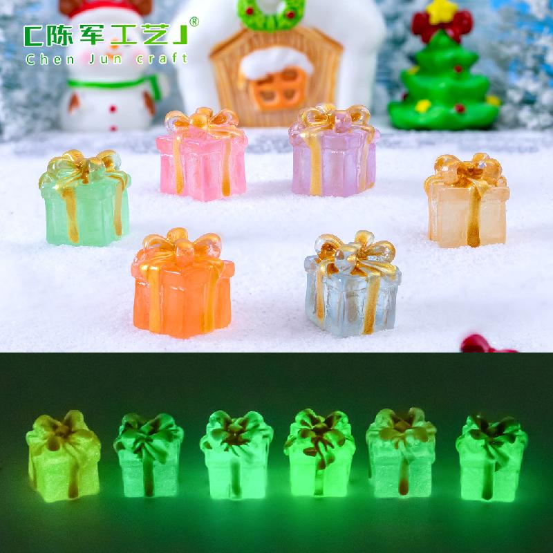 Tiểu cảnh hộp quà Noel phát sáng, trang trí xe hơi mini (TZC-224)