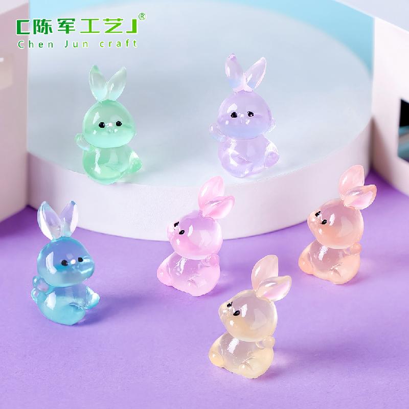 Thỏ phát sáng resin mini trang trí xe và bàn DIY (TZC-743)