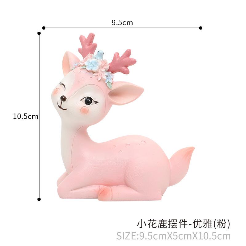 Tượng hươu resin phong cách Zakka, cặp hươu may mắn, đồ trang trí nhà và quà tặng (RG-261)
