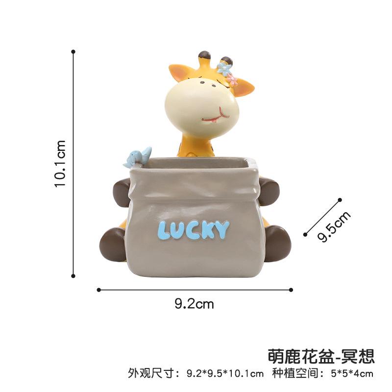 Chậu cây mọng nước hình hươu hoạt hình resin, chậu mini trang trí ban công, bàn làm việc và sân vườn (RG-53)