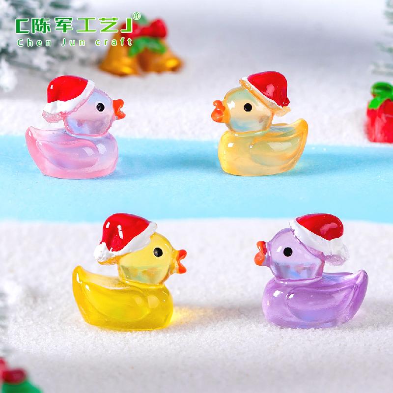 Tiểu cảnh vịt mũ Noel phát sáng trang trí chậu cây (TZC-704)