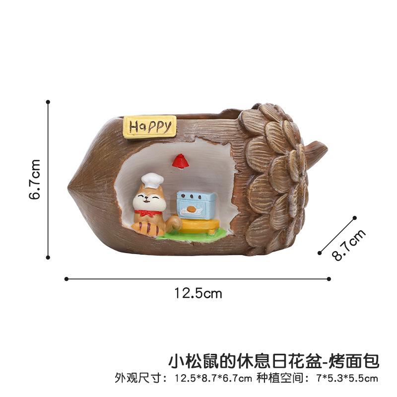 Chậu cây hình quả thông resin, giá đỡ cây mini, chậu mọng nước trang trí cửa sổ (RG-22)