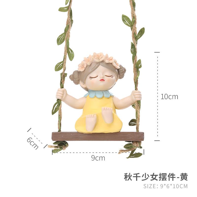 Móc treo xích đu cô gái resin, phụ kiện tiểu cảnh sân vườn, trang trí vườn và ban công (RG-234)