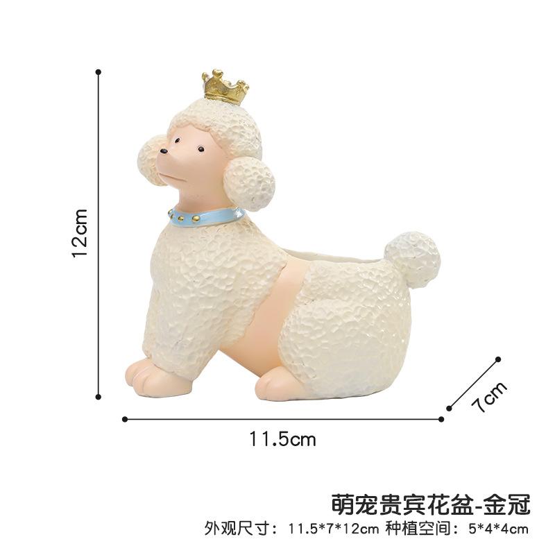 Chậu cây hình chó Poodle resin, chậu mọng nước mini, trang trí bàn, cửa sổ và sân vườn (RG-78)