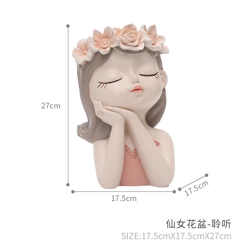 Chậu cây hình cô gái tiên resin cỡ lớn, chậu trang trí phòng khách, bàn làm việc và sân vườn (RG-90)