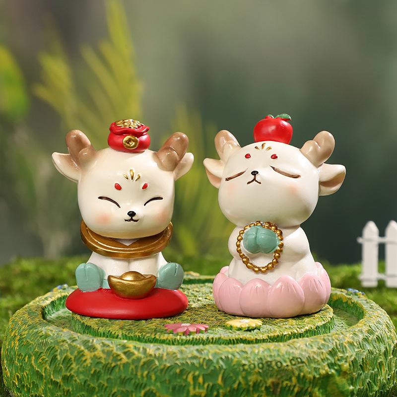 Tượng hươu hoạt hình mini resin, phụ kiện tiểu cảnh sân vườn, trang trí bàn và khu vườn (RG-210)