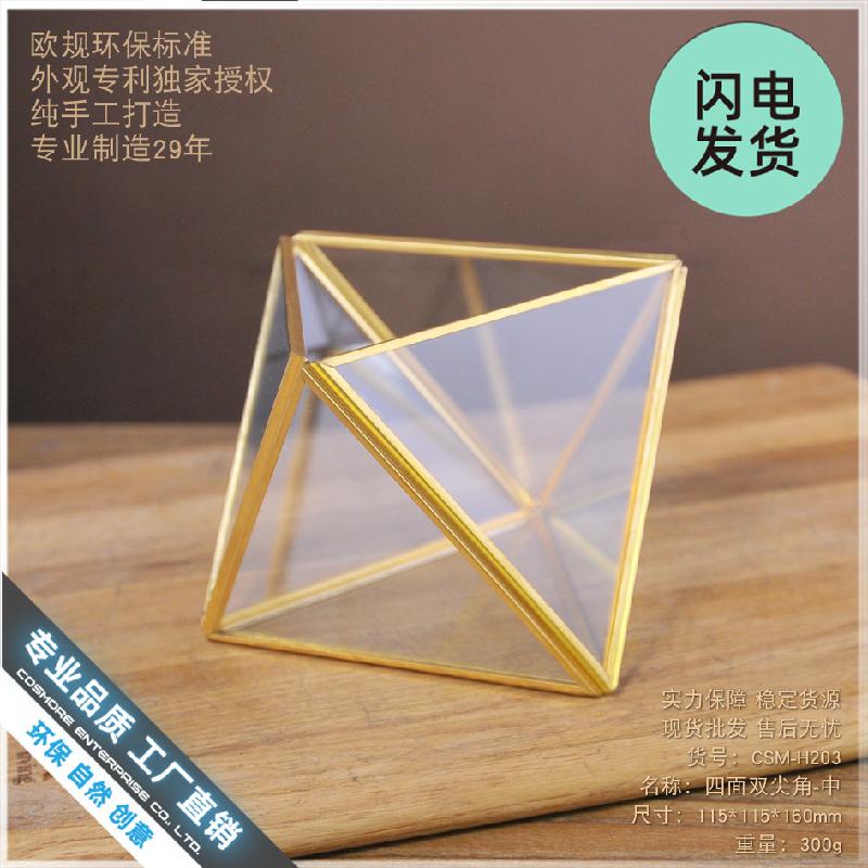 Nhà kính kính 4 mặt góc nhọn, decor phòng khách (DG-105)