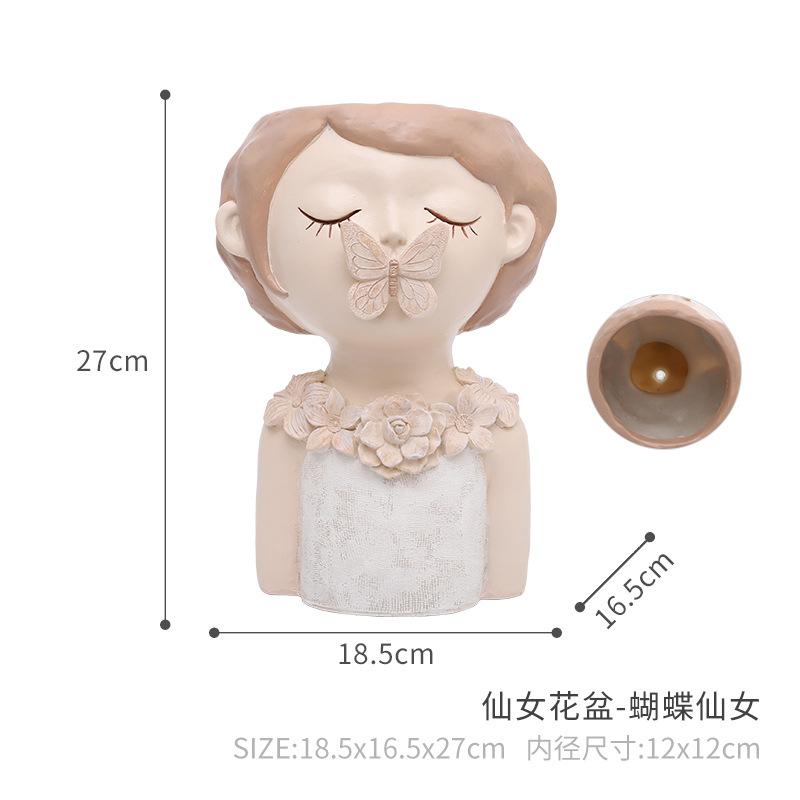 Chậu cây hình cô gái tiên resin cỡ lớn, chậu trang trí phòng khách, bàn làm việc và sân vườn (RG-90)