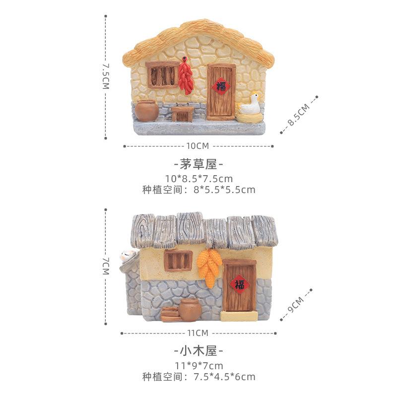 Chậu cây mọng nước hình nhà đồng quê mini resin, chậu tiểu cảnh để bàn, trang trí nhà và văn phòng (RG-101)