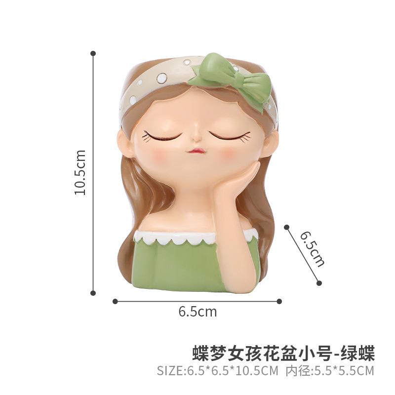 Chậu cây mọng nước hình cô gái Dream Butterfly resin, chậu mini để bàn, trang trí sân vườn (RG-111)