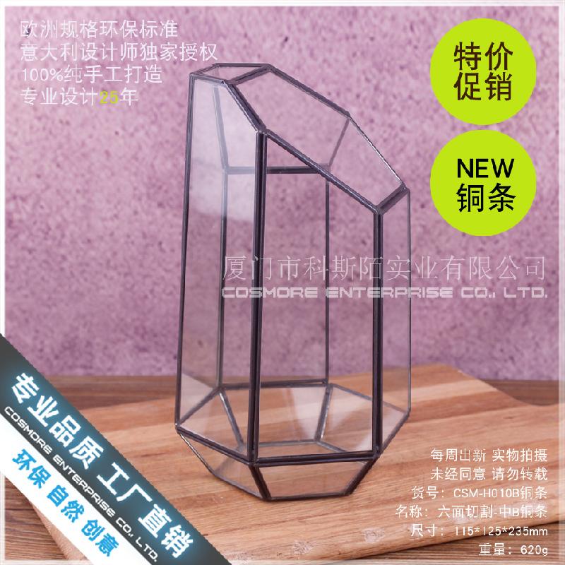 Nhà kính 6 mặt cắt viền đồng, Terrarium (DG-190)