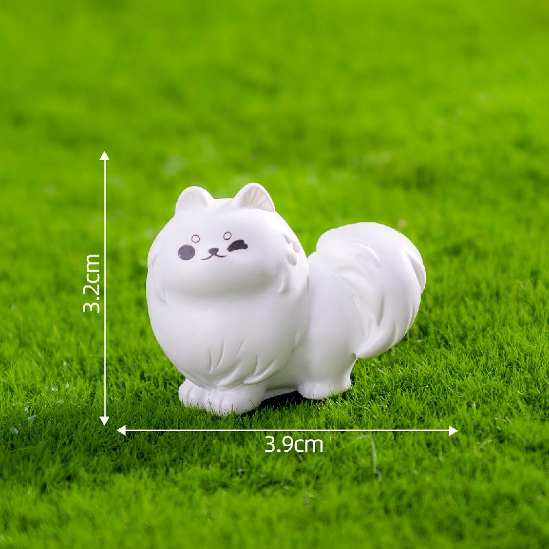 Tiểu cảnh chó Samoyed trắng mini trang trí xe và bàn (TZC-987)