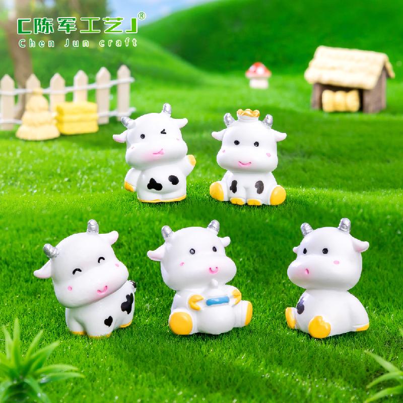 Tiểu cảnh bò sữa dễ thương mini trang trí chậu cây DIY (ZC-1225)