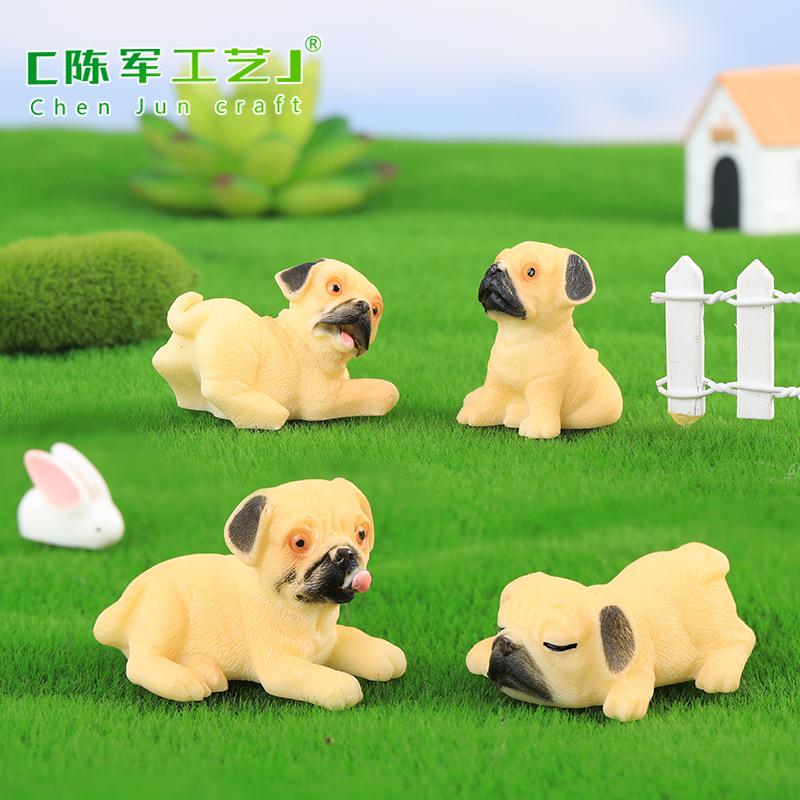 Tiểu cảnh chó Pug mini và thỏ dễ thương trang trí cây (TZC-1276)