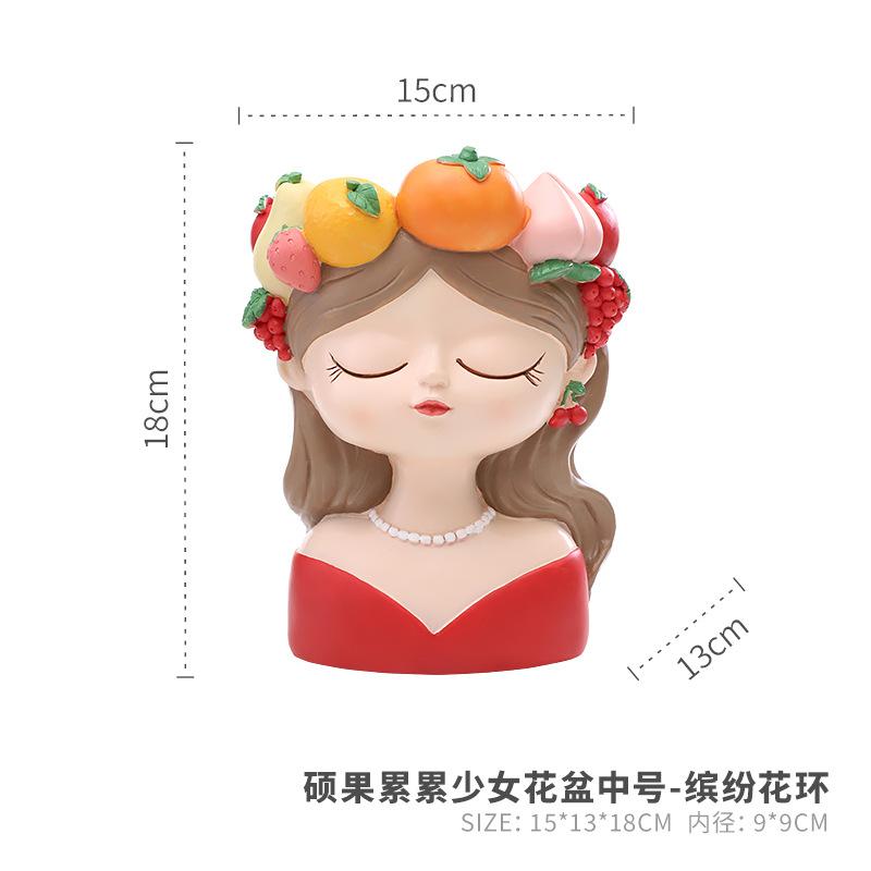 Chậu cây hình cô gái trái cây resin, chậu mọng nước mini, trang trí ban công và sân vườn (RG-215)