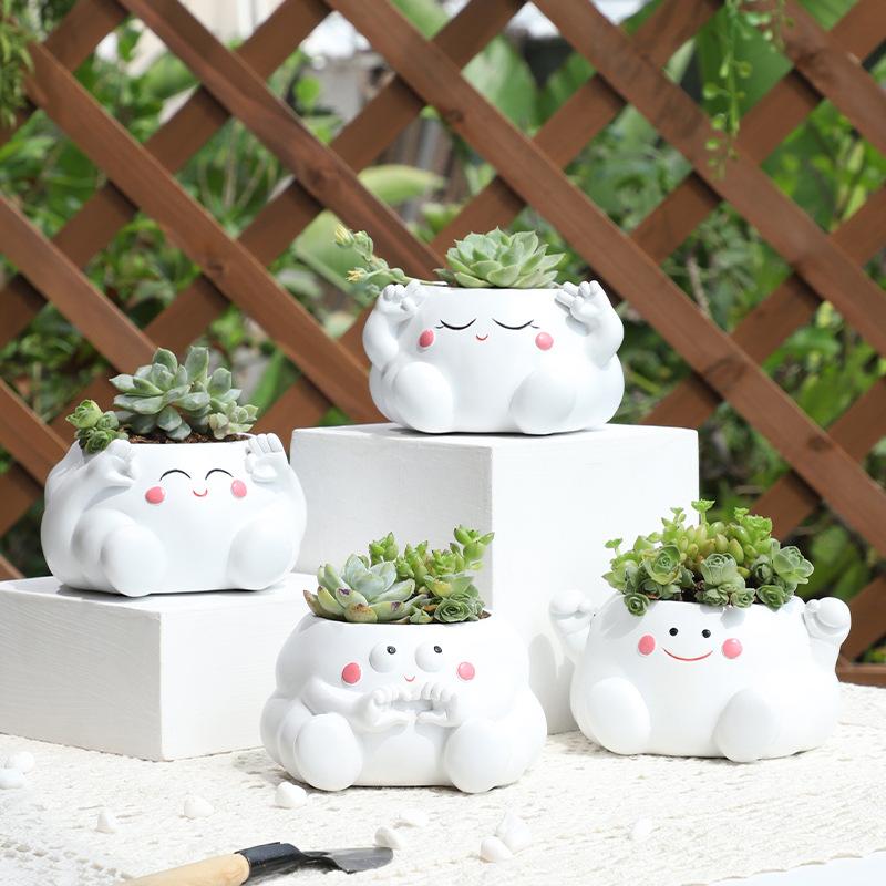 Chậu cây hình đám mây resin, chậu mọng nước mini, trang trí bàn, sân vườn và ban công (RG-217)