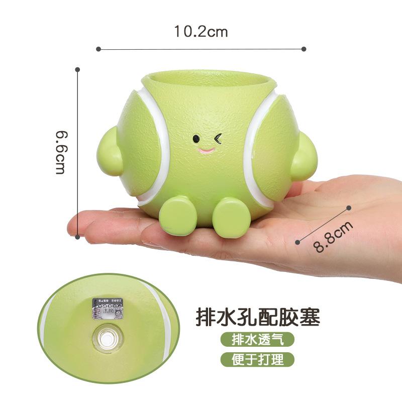 Chậu cây hình cầu lông mặt cười resin, chậu mọng nước mini, trang trí sân vườn (RG-36)