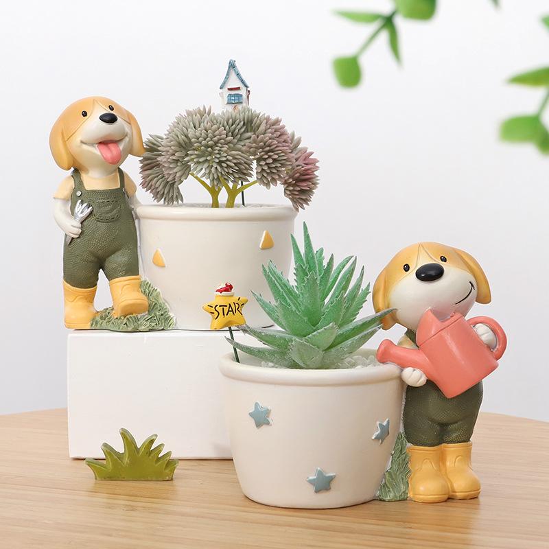 Chậu cây mọng nước hình chó Beagle resin, chậu mini trang trí nhà, ban công và bàn làm việc (RG-136)