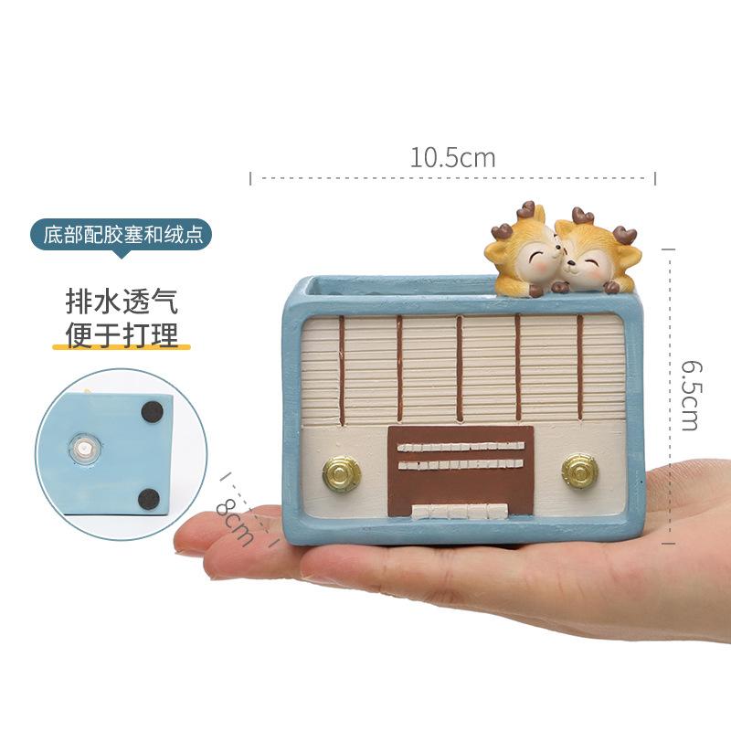 Chậu cây mọng nước resin vintage, chậu mini để bàn, đồ thủ công trang trí nhà (RG-49)