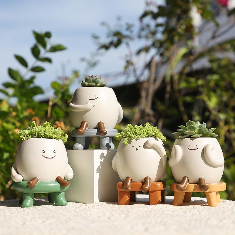 Chậu cây mọng nước resin mini, chậu cây để bàn văn phòng, trang trí sân vườn ban công (RG-15)